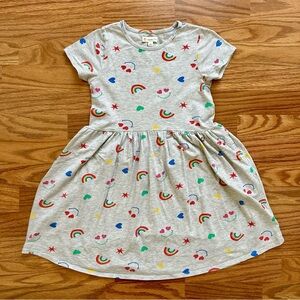 Tucker + Tate Girls Dress Size 8 Rainbow Hearts Heather Gray Cotton Blend EUC!